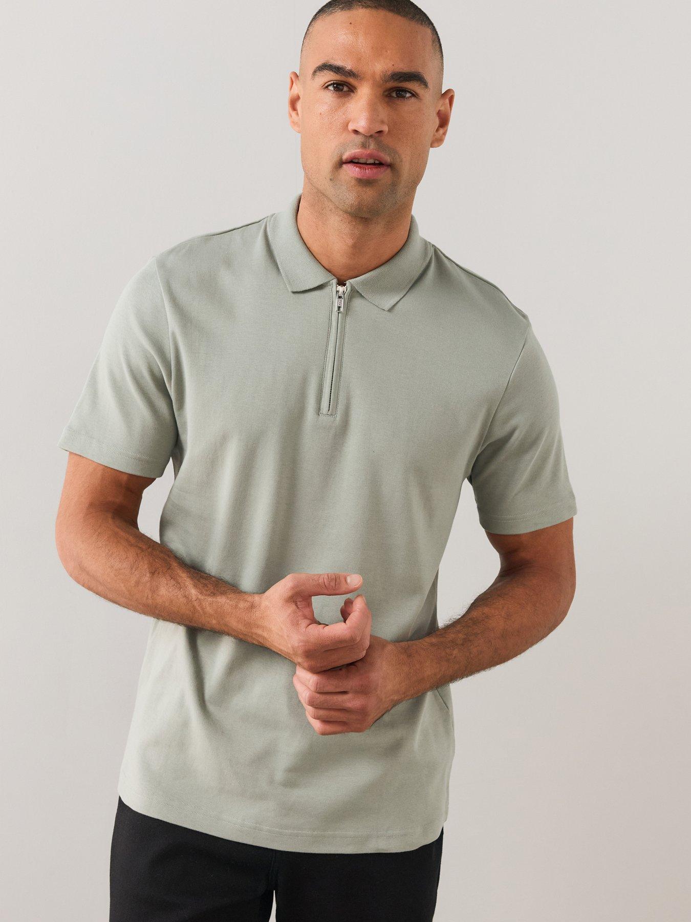 Image 1 of 6 of The Very Collection Mens Pure Cotton Interlock 1/4 Zip Smart Polo - Grey