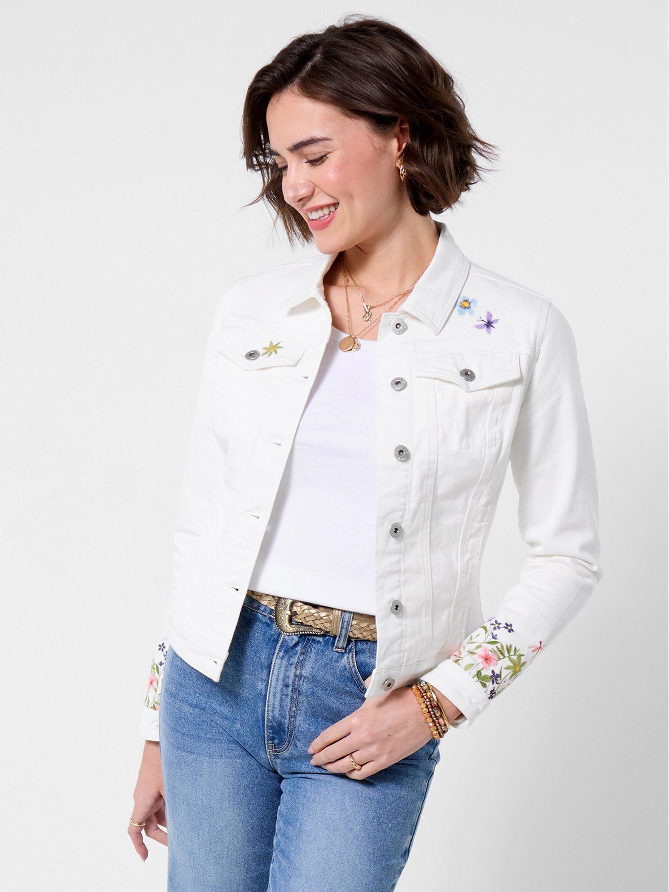 Joe Browns Spring Meadows Embroidered Denim Jacket - White