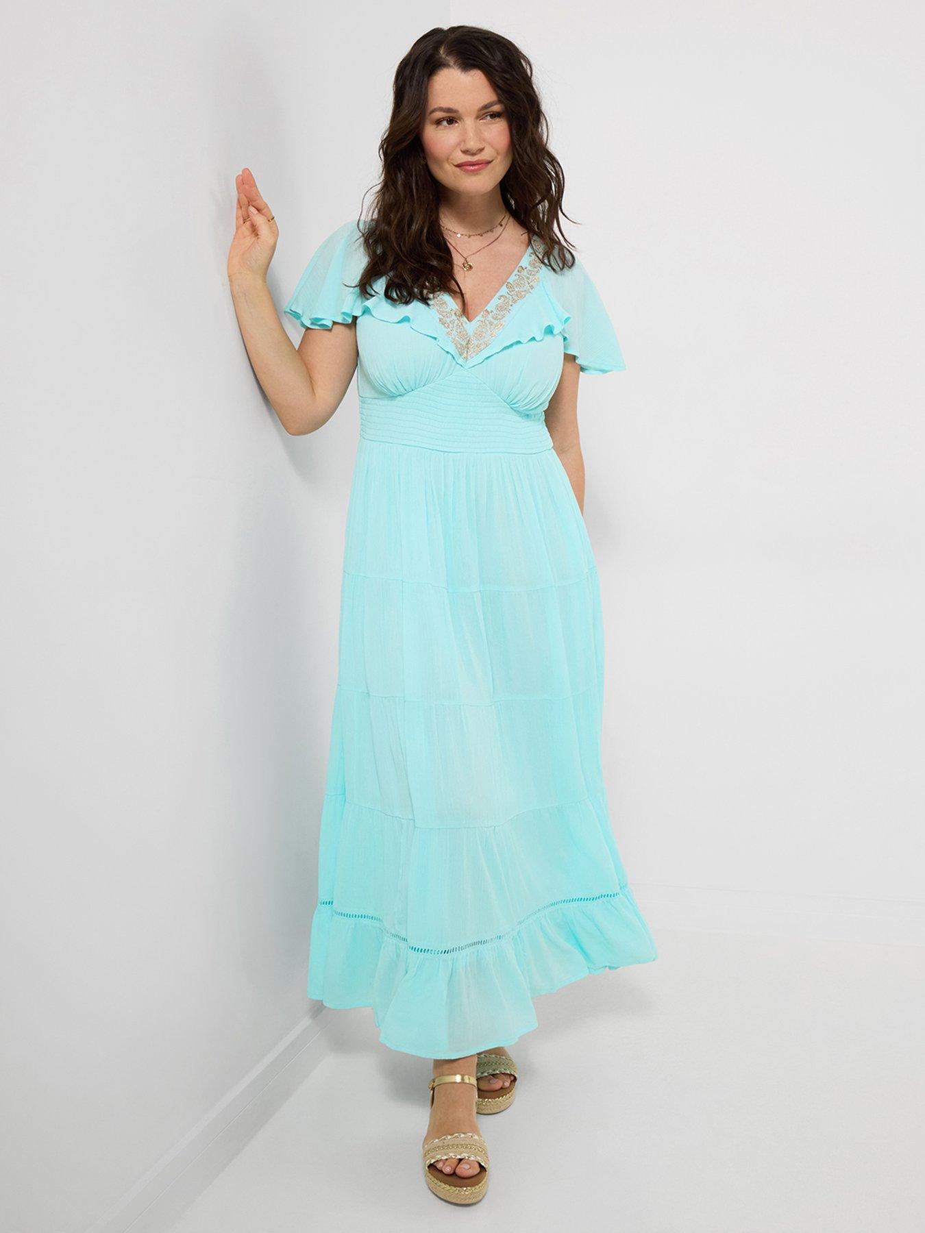 Joe Browns Serene Embroidered Dress - Blue