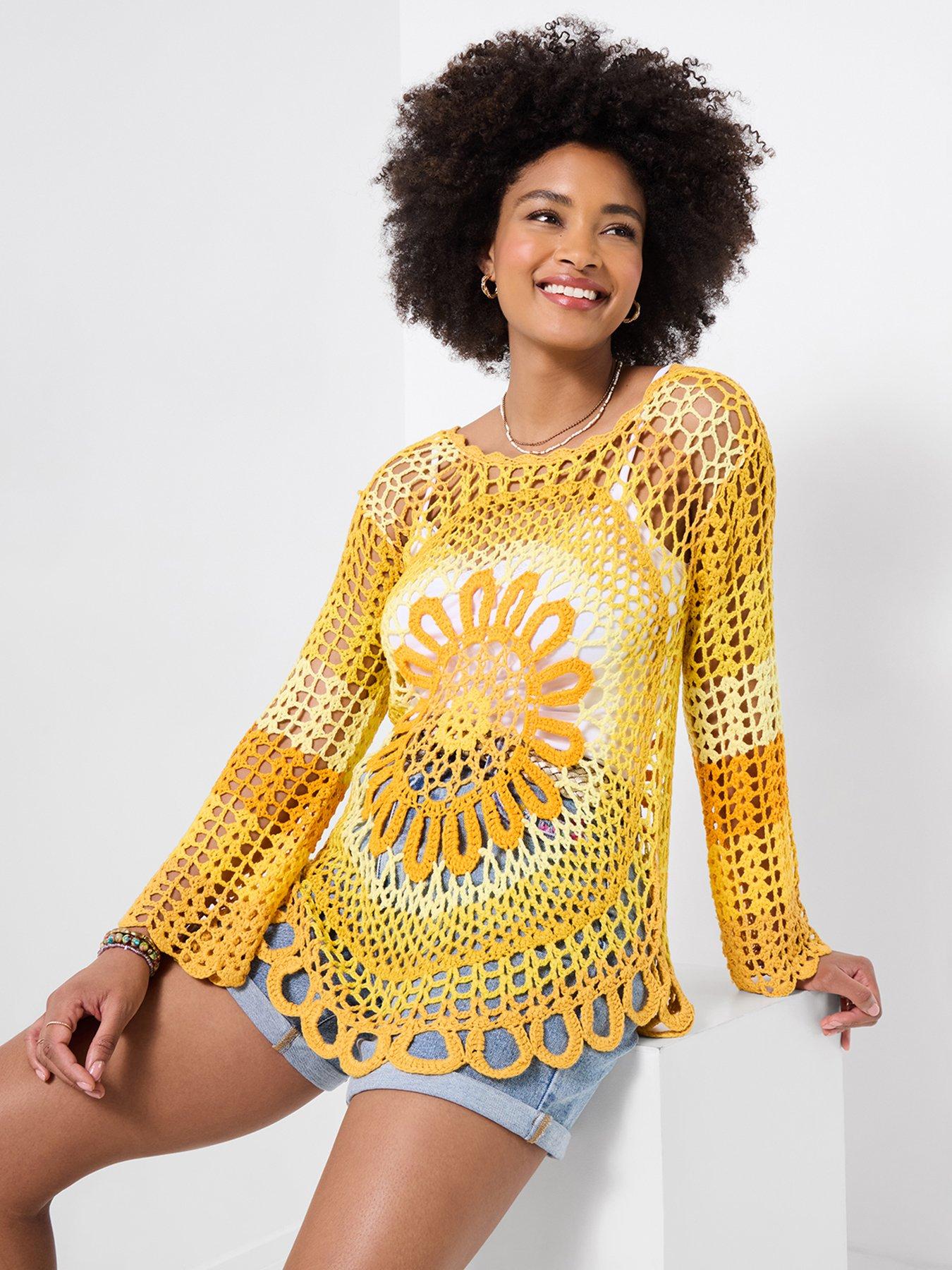 Joe Browns Summer Sunshine Crochet Top - Yellow