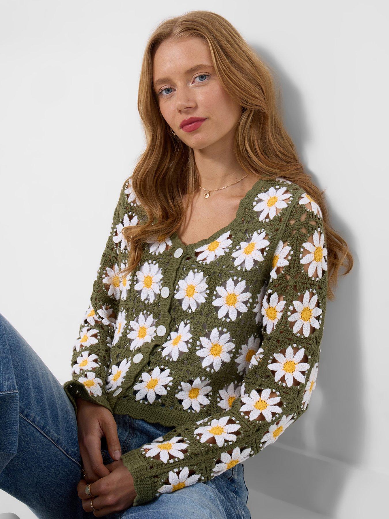Joe Browns Darling Daisy Crochet Cardigan - Green