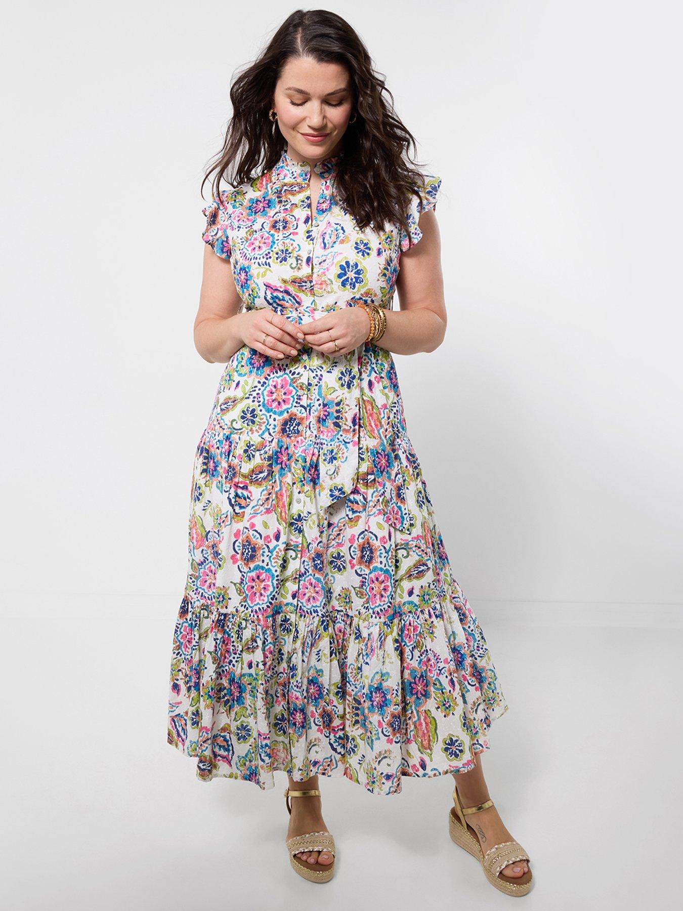 Joe Browns Beautiful Printed Broderie Dress - Multi