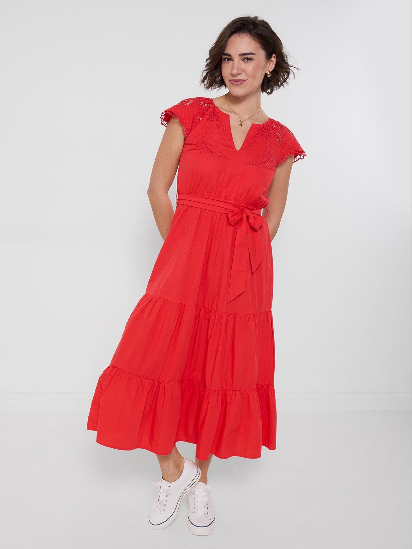 Joe Browns Imogen Cutwork Dress - Red