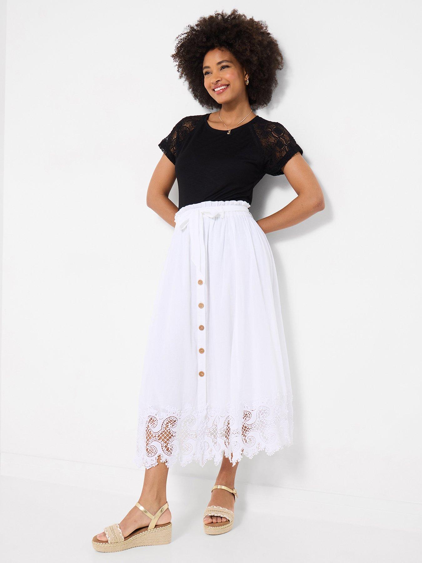 Joe Browns Beautiful Button Front Lace Trim Skirt