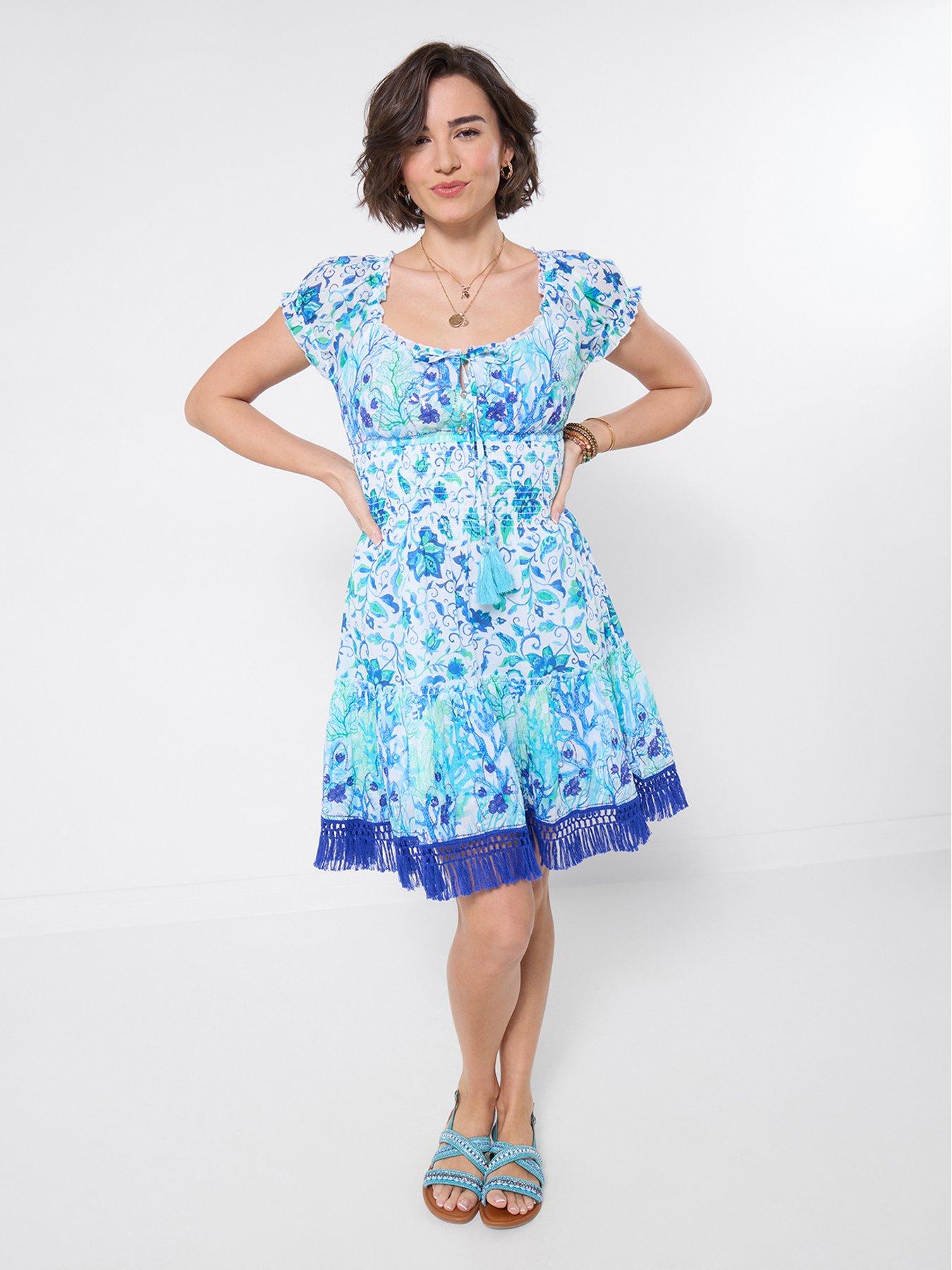 Joe Browns Ocean Blue Sequin And Embroidered Dress