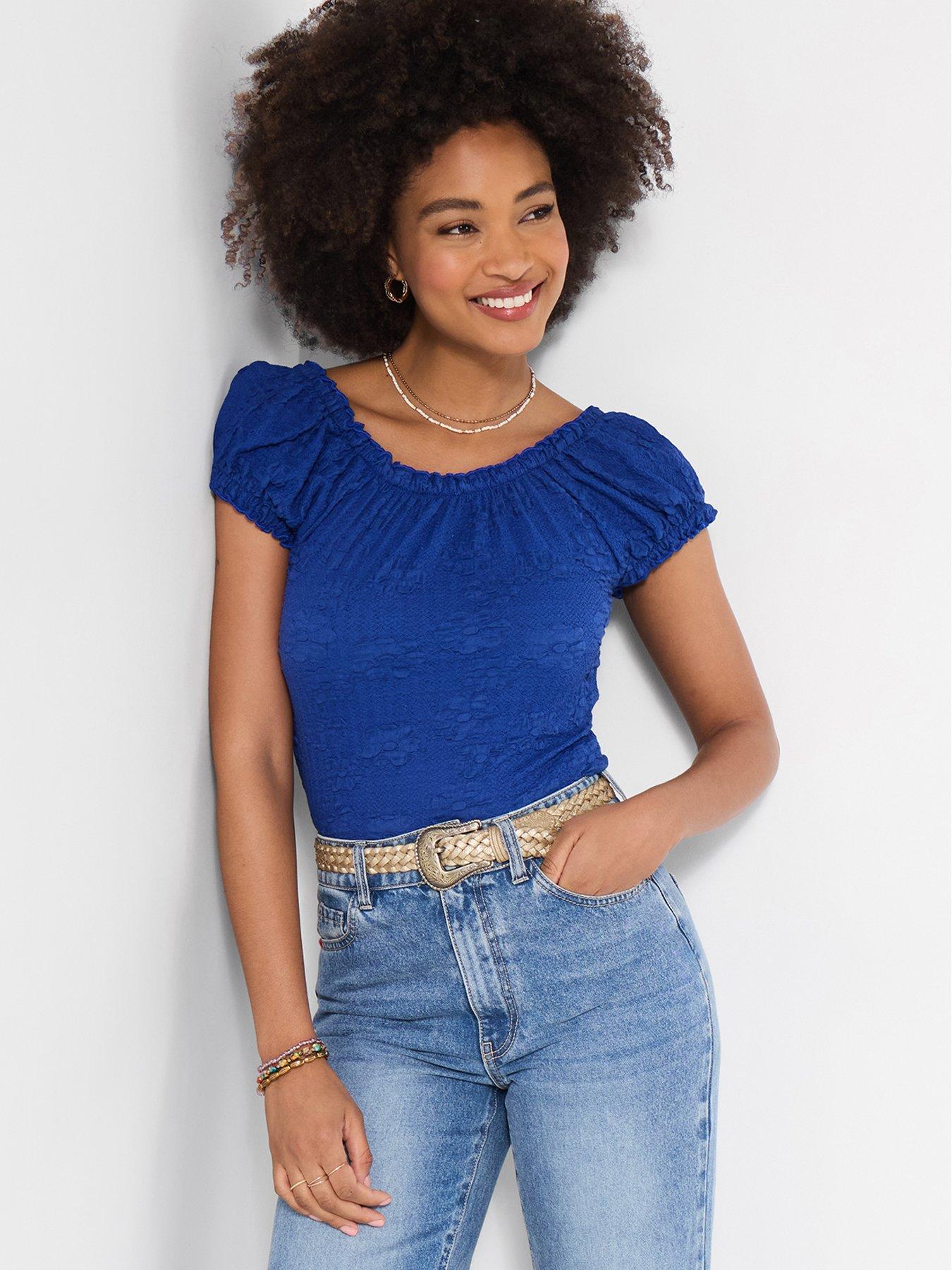 Image 1 of 5 of Joe Browns Freya Textured Boho Top - Blue