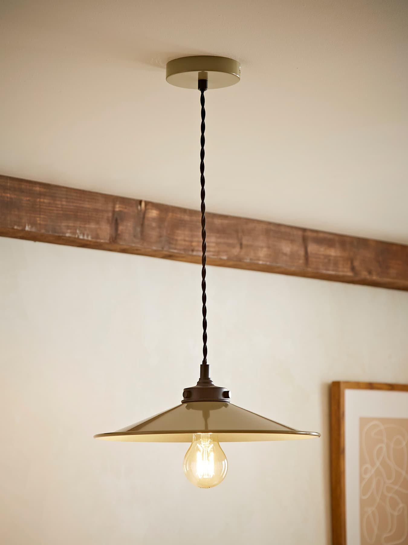 Image 1 of 7 of ValueLights Hampstead Green Rolled Edge Tapered Pendant Ceiling Light