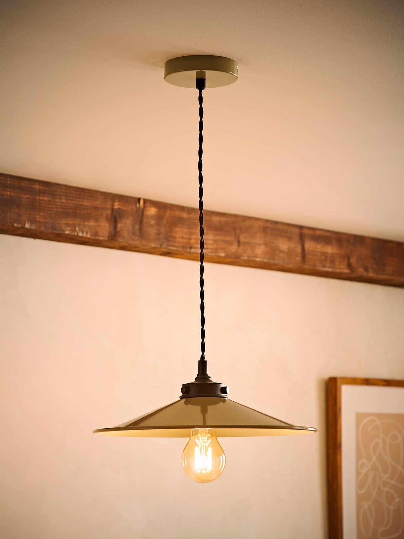 Image 5 of 7 of ValueLights Hampstead Green Rolled Edge Tapered Pendant Ceiling Light