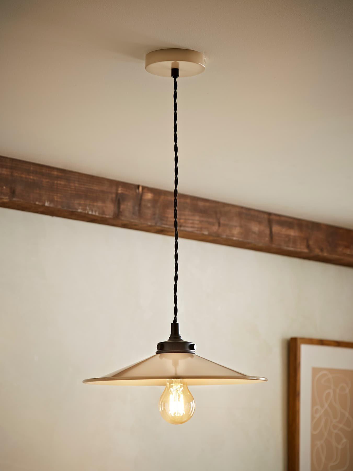 ValueLights Hampstead Natural Rolled Edge Tapered Pendant Ceiling Light