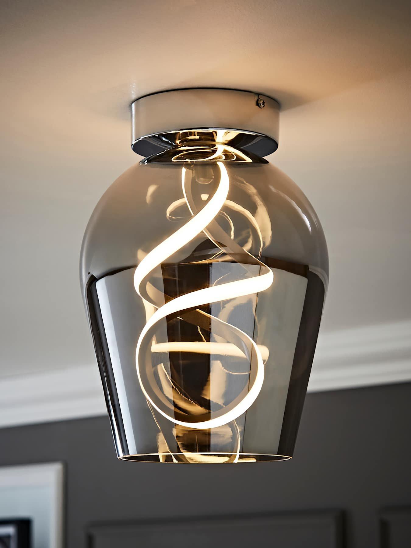Image 1 of 7 of ValueLights Helix Smoked Glass Integrated Led Ceiling Light