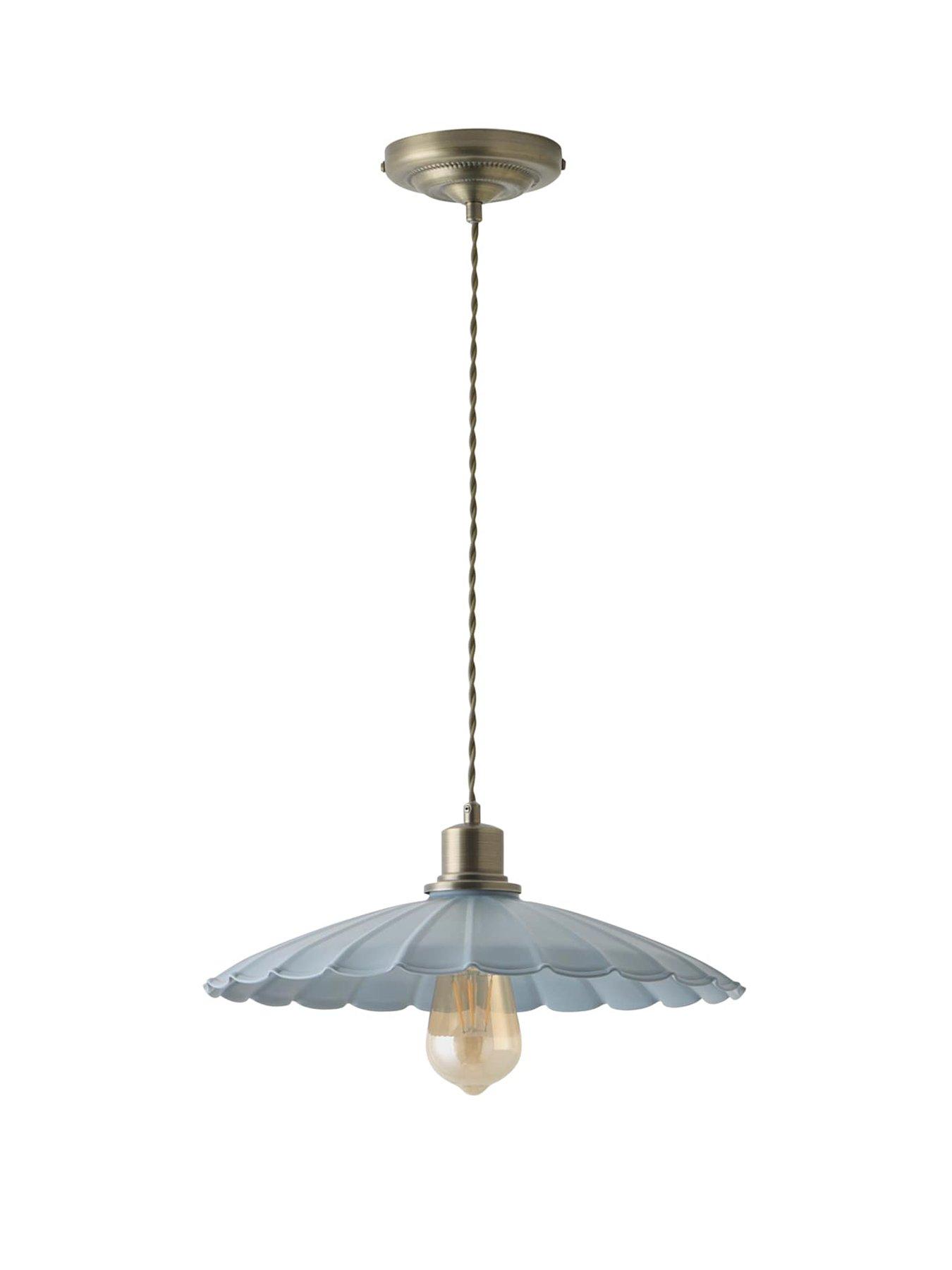 Image 2 of 7 of ValueLights Holborn Blue Scallop Pendant Ceiling Light