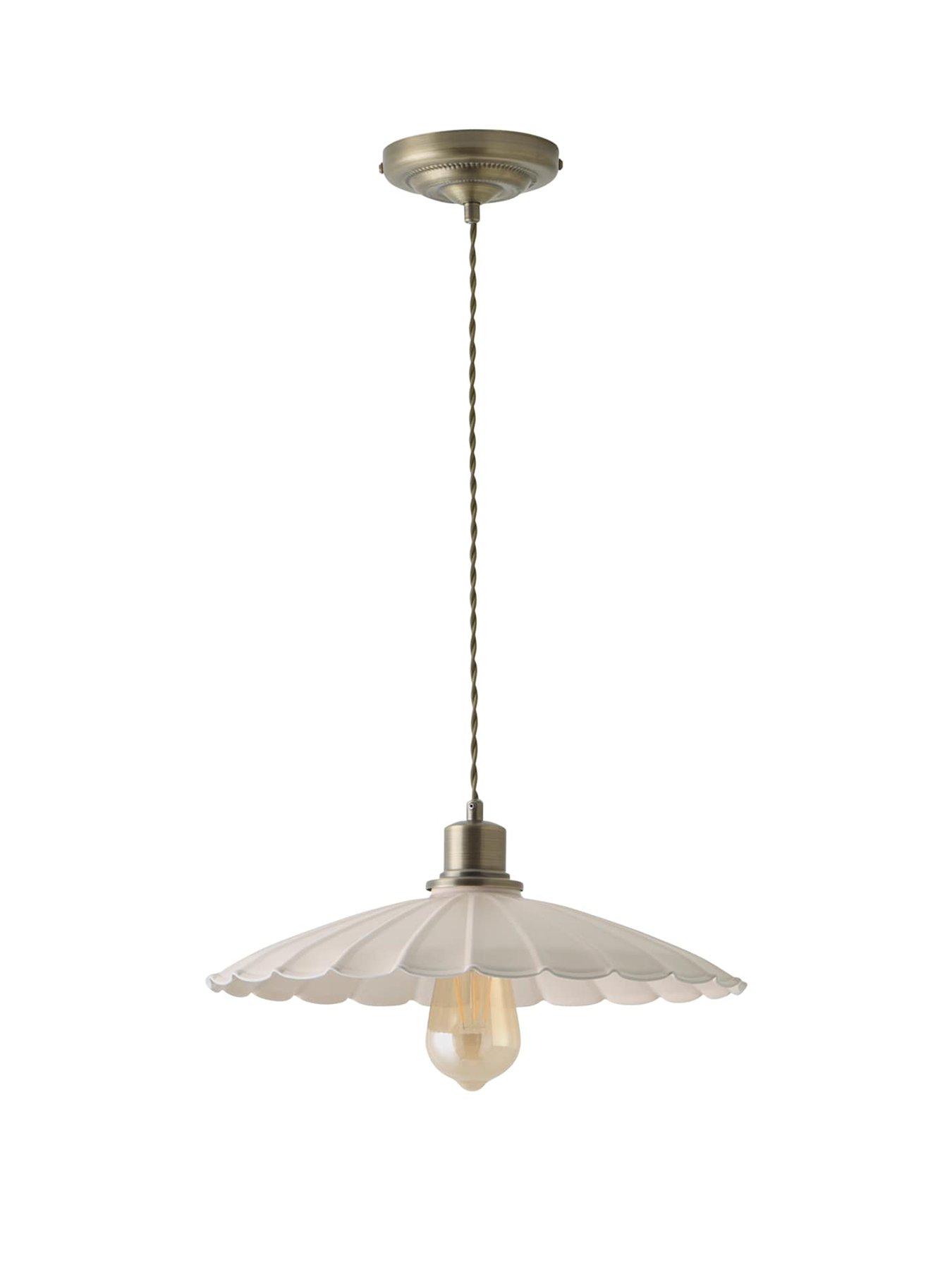 Image 2 of 7 of ValueLights Holborn Cream Scallop Pendant Ceiling Light