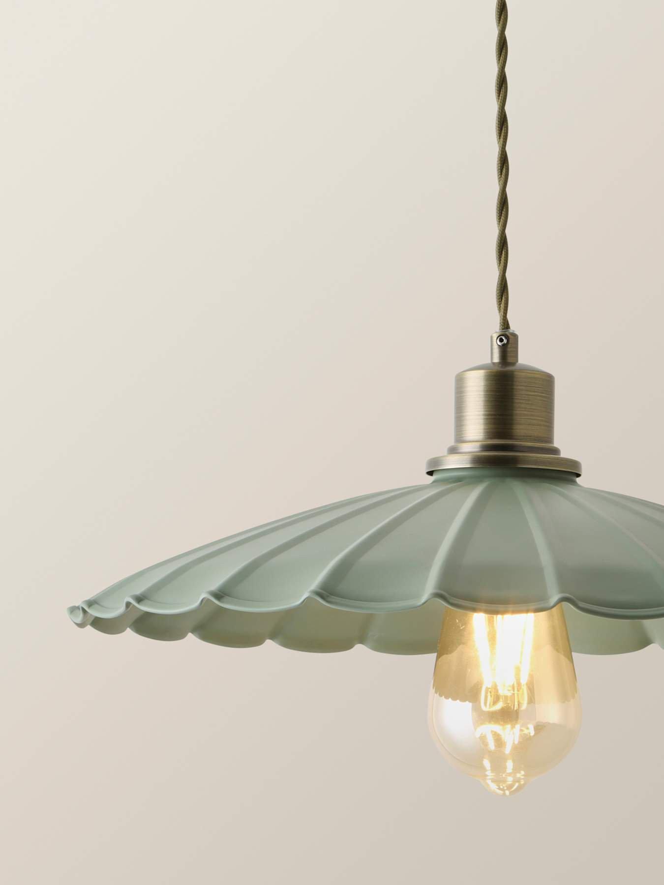 Image 3 of 7 of ValueLights Holborn Moss Green Scallop Pendant Ceiling Light