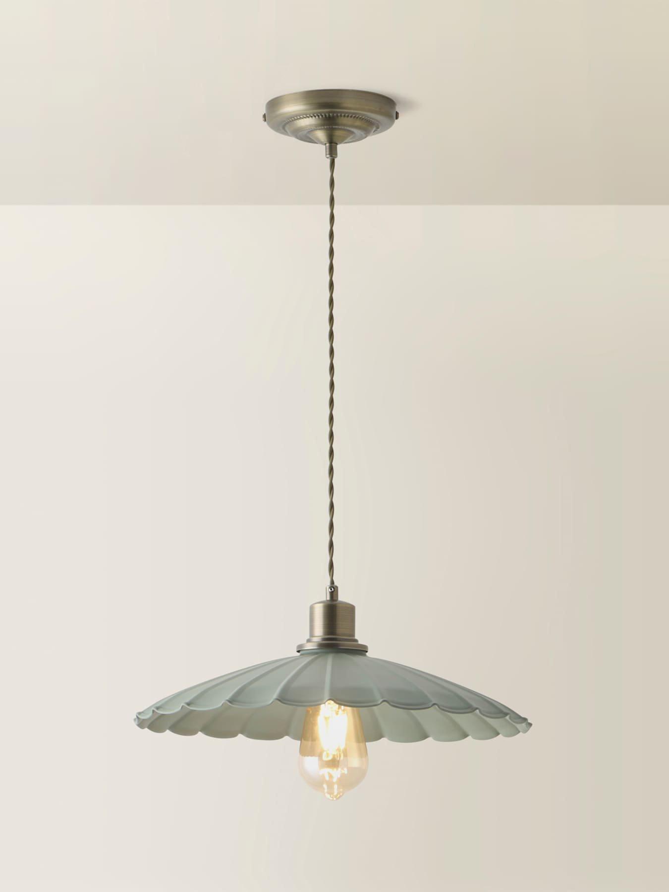 Image 6 of 7 of ValueLights Holborn Moss Green Scallop Pendant Ceiling Light