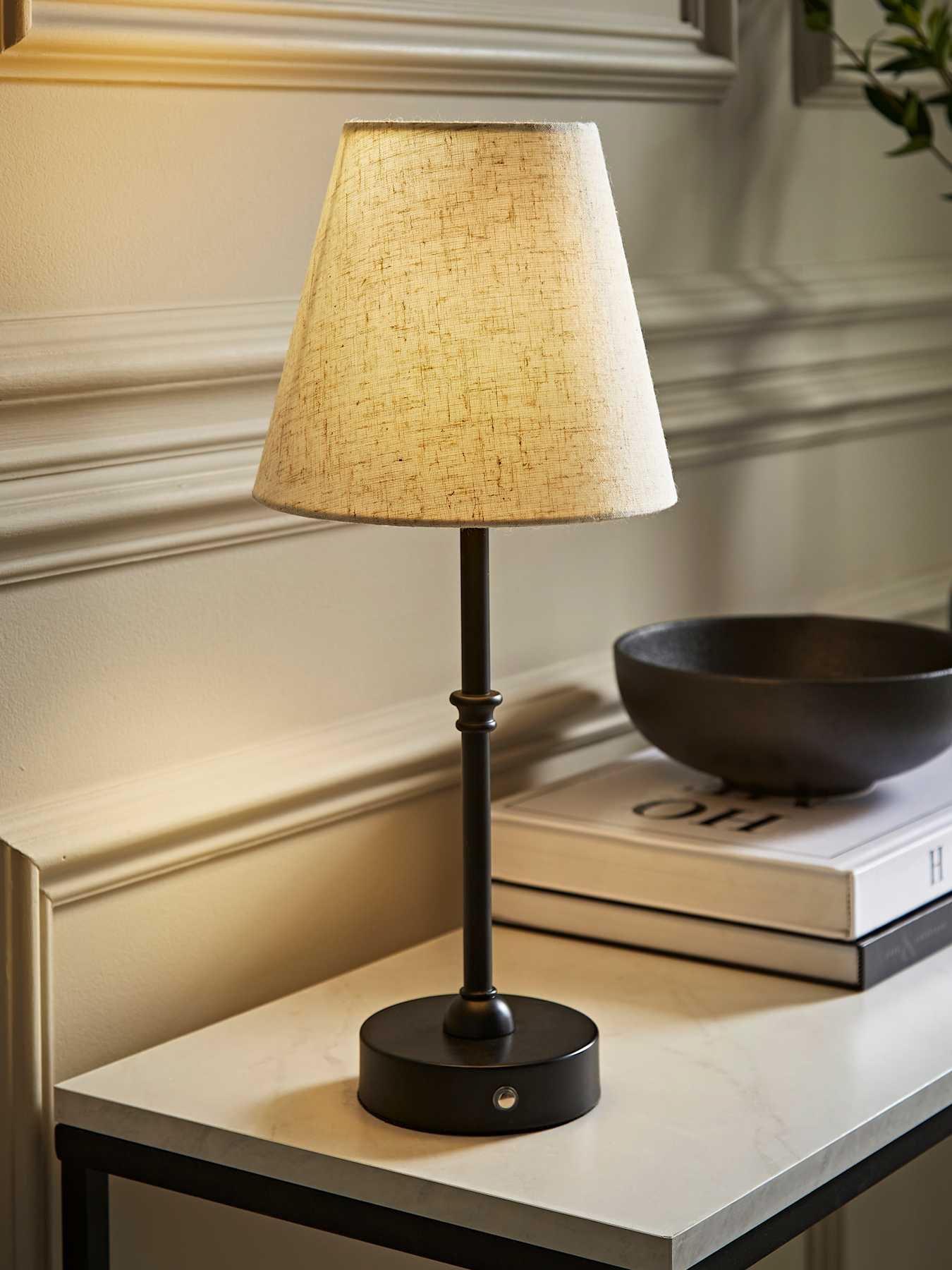 ValueLights Lowe Matt Black Rechargeable Led Portable Table Lamp
