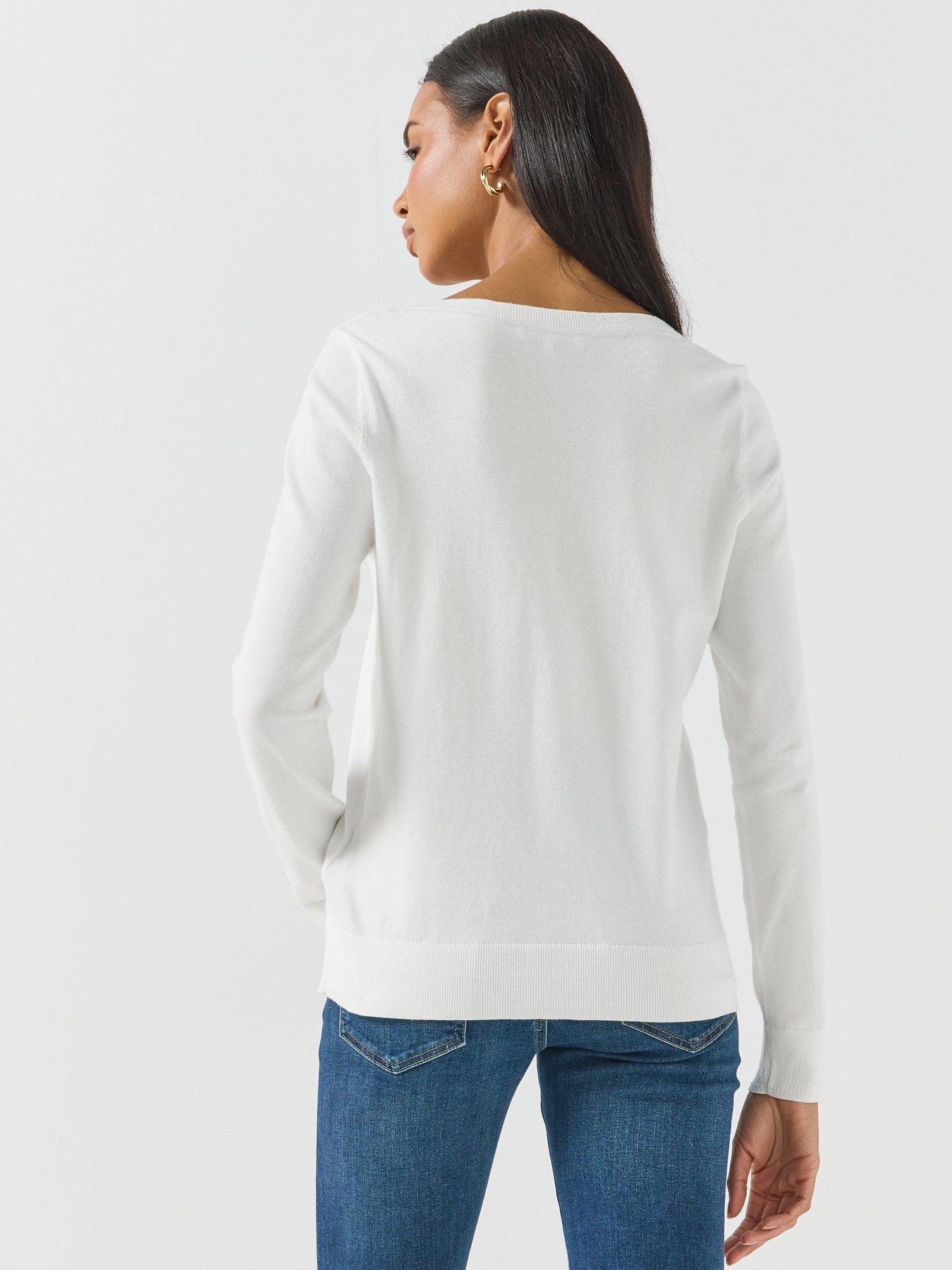 Image 2 of 5 of Tommy Hilfiger Boat Neck Jersey Jumper - White