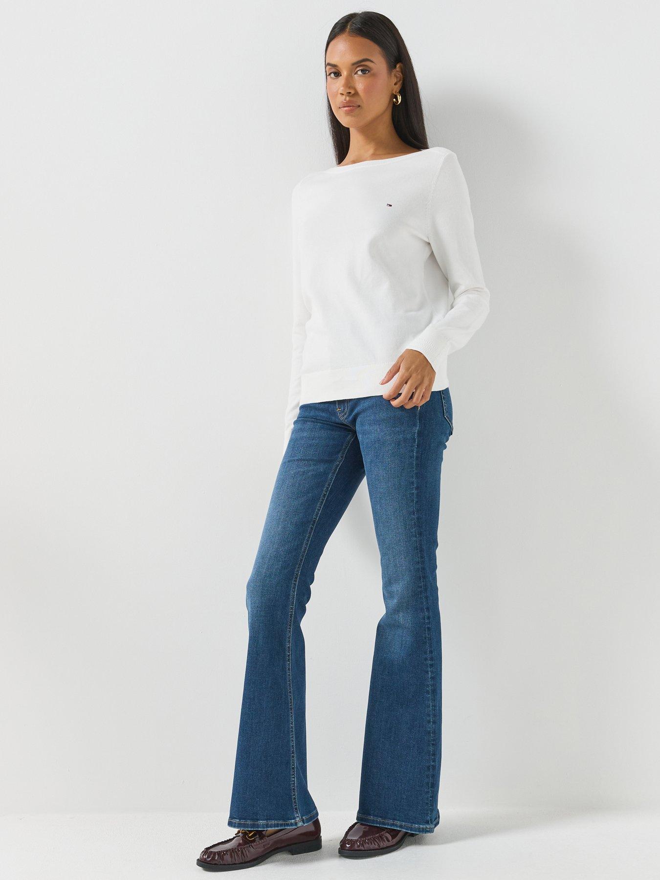 Image 3 of 5 of Tommy Hilfiger Boat Neck Jersey Jumper - White