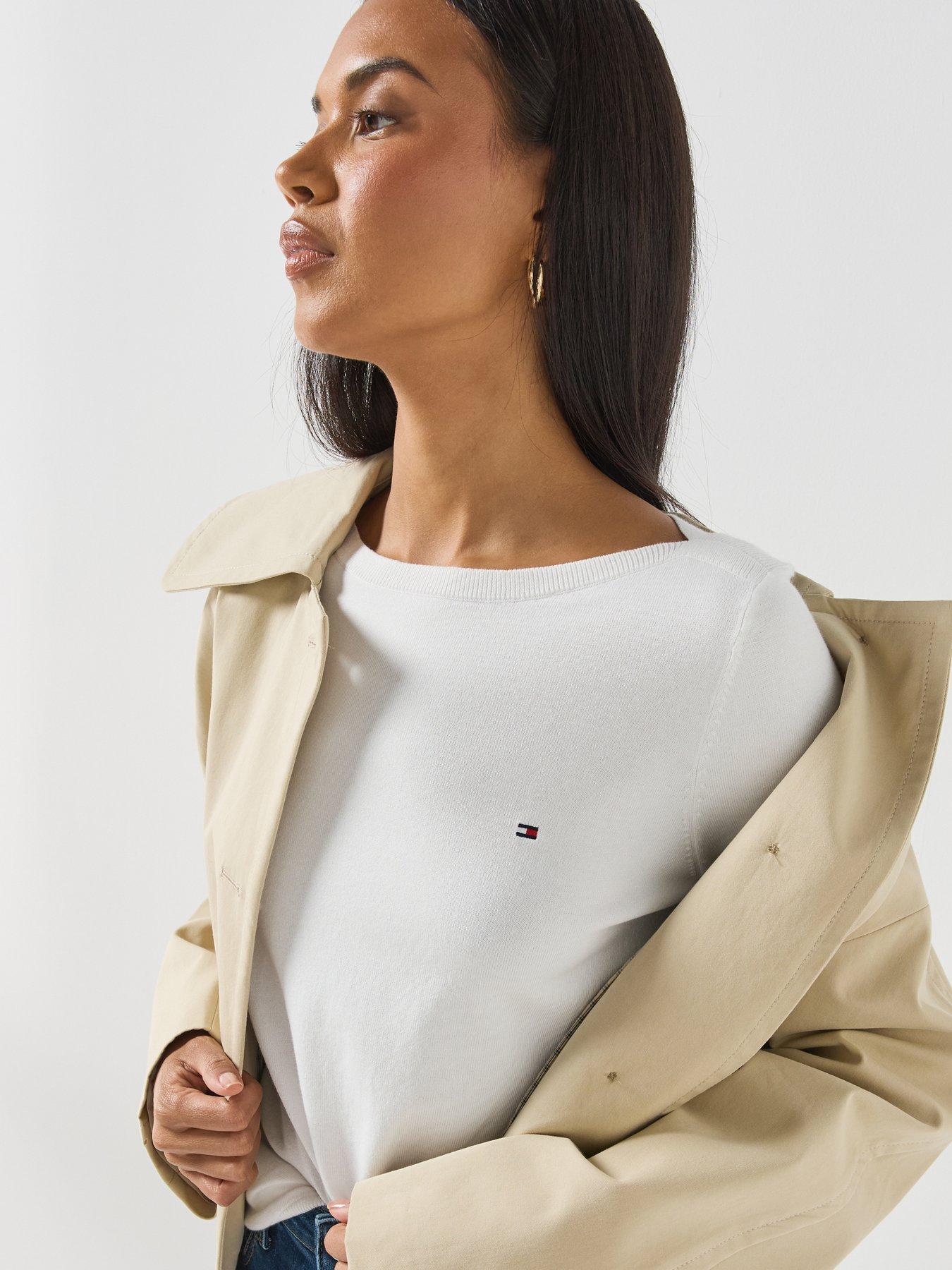 Image 4 of 5 of Tommy Hilfiger Boat Neck Jersey Jumper - White