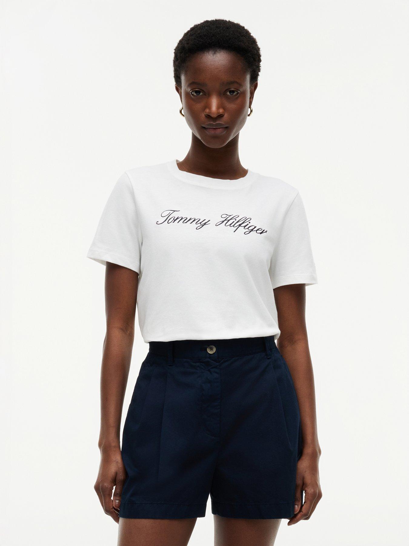 Image 1 of 5 of Tommy Hilfiger Regular Fit Script Logo T-Shirt - White