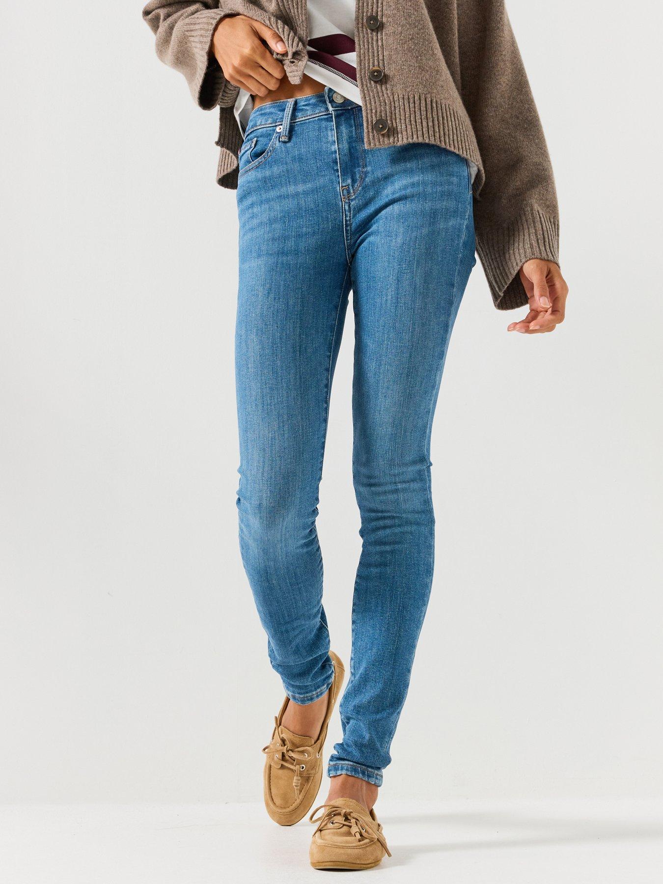 Tommy Hilfiger Women's Mid Rise Skinny Jeans with Five Pocket Styling - Blue