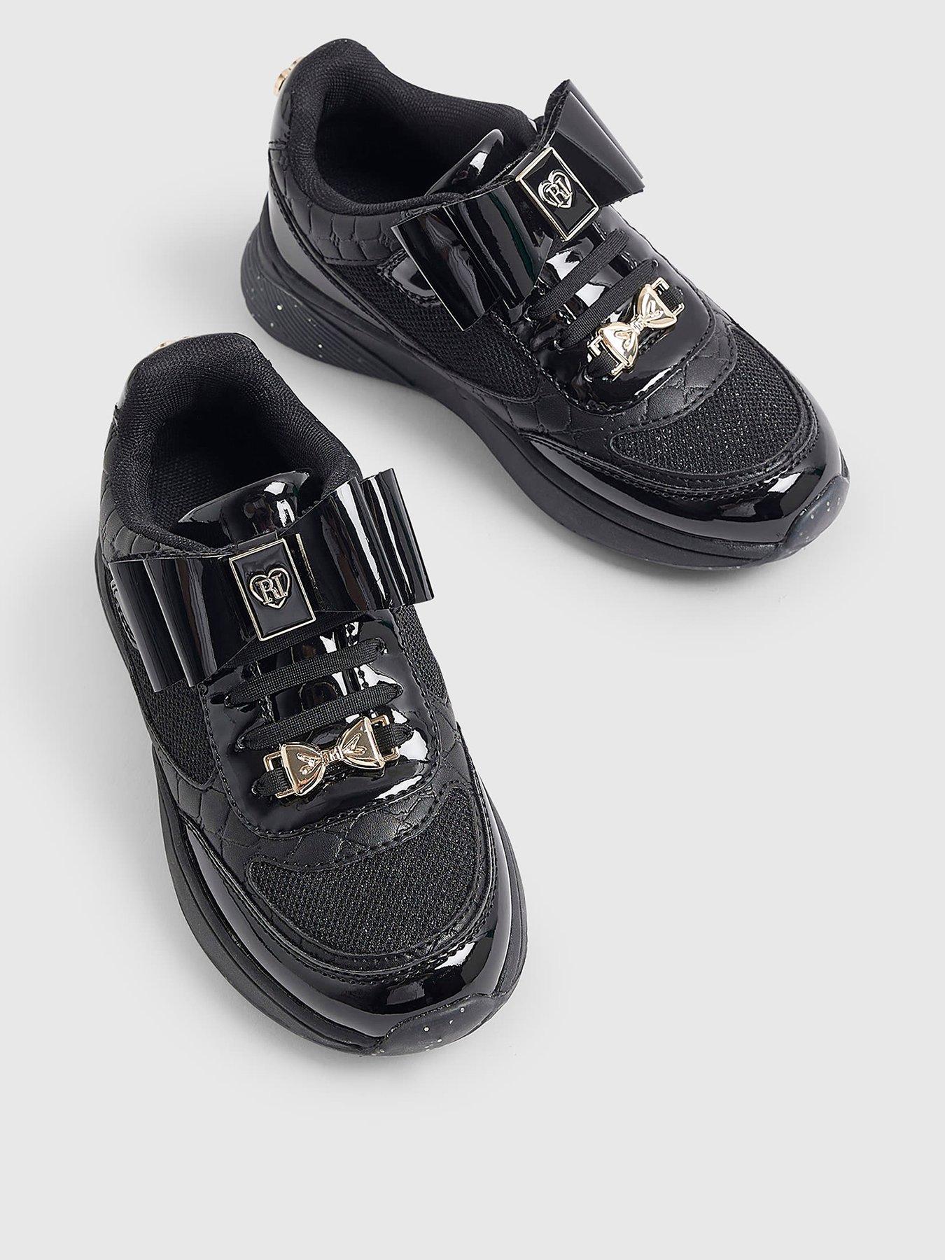 River Island Older Girls Bow Trap Trainers - Black