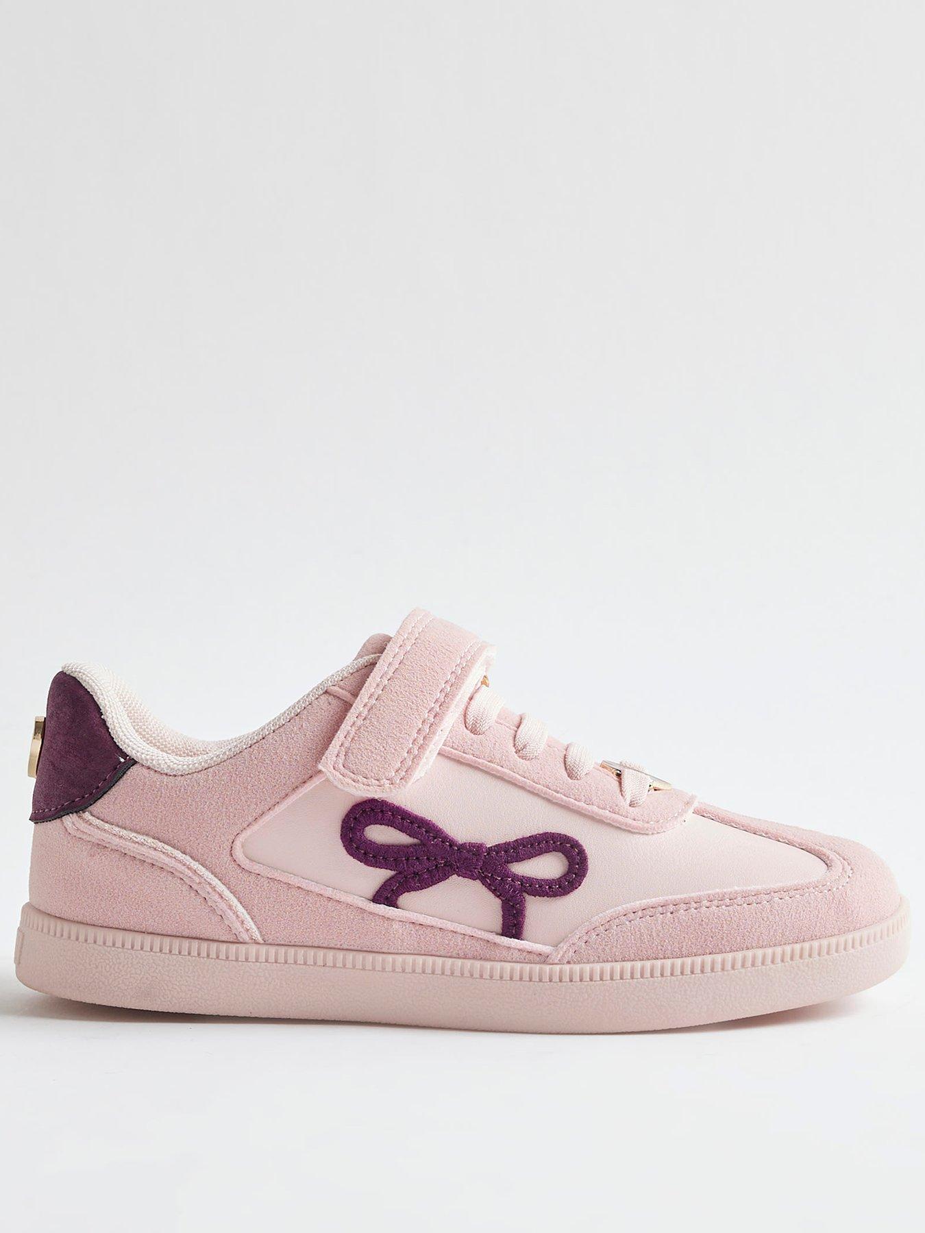 River Island Older Girls Strap Bow Trainers - Pink