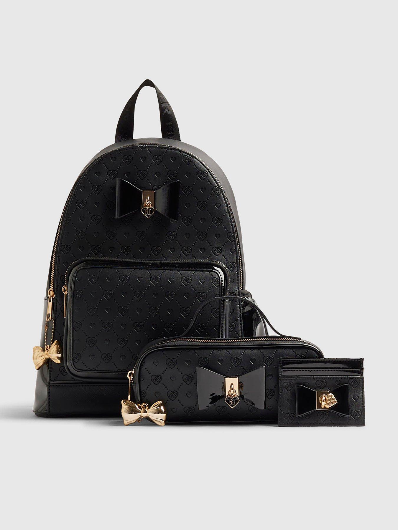 River Island Girls Faux Leather Backpack Bundle - Black