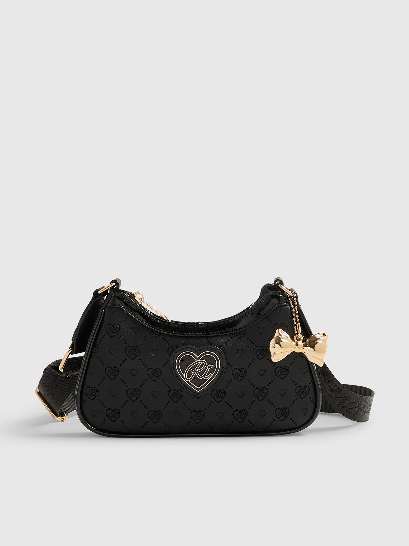 River Island Girls Monogram Heart Bowler Bag - Cream