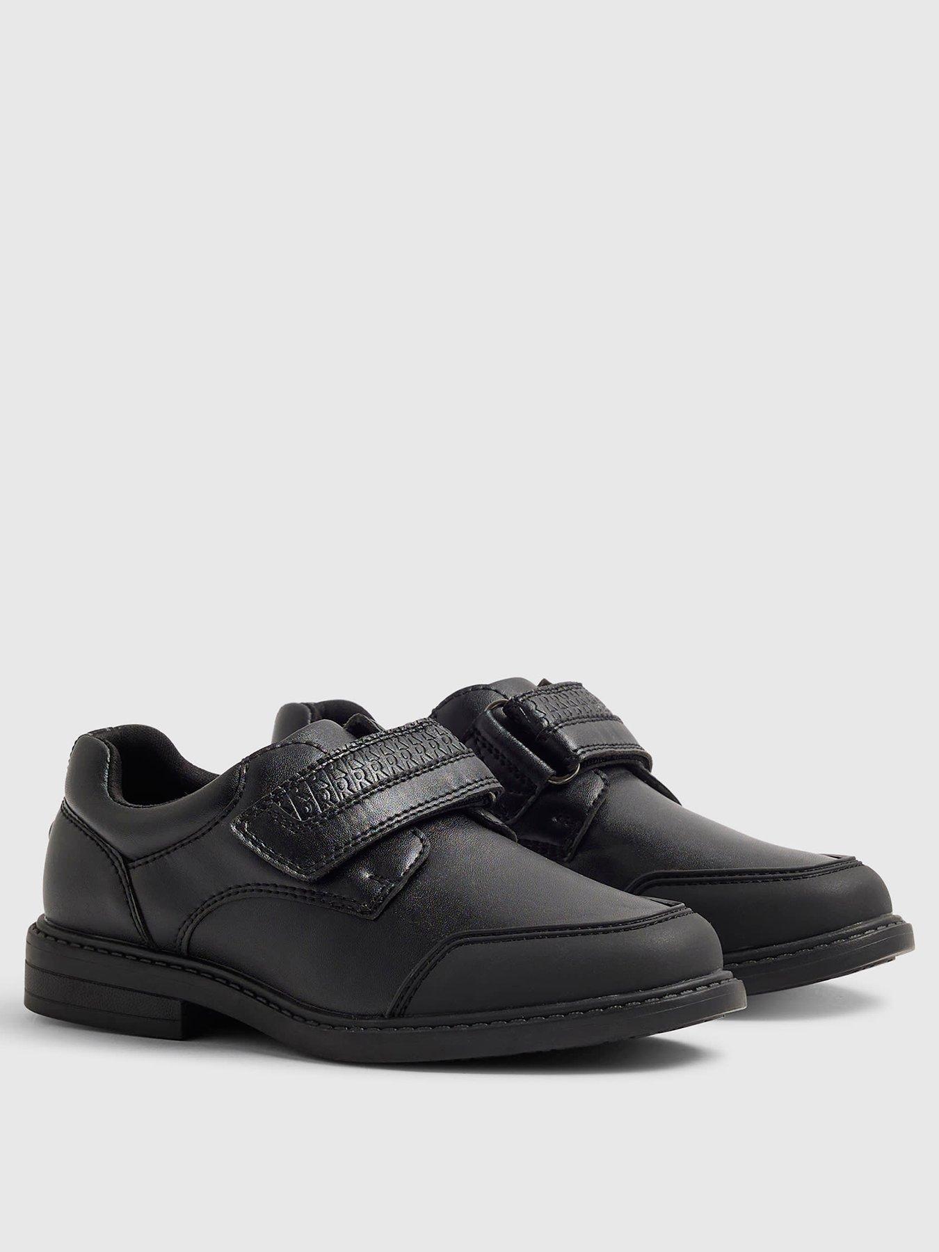 Image 2 of 5 of River Island Boys Hook And Loop Strap School Shoes - Black