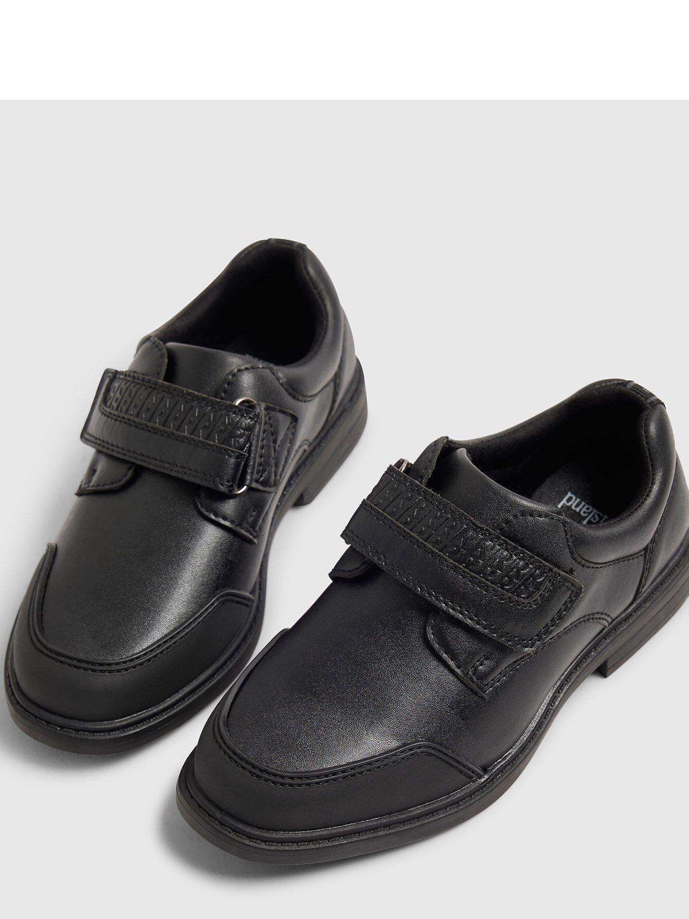 Image 4 of 5 of River Island Boys Hook And Loop Strap School Shoes - Black