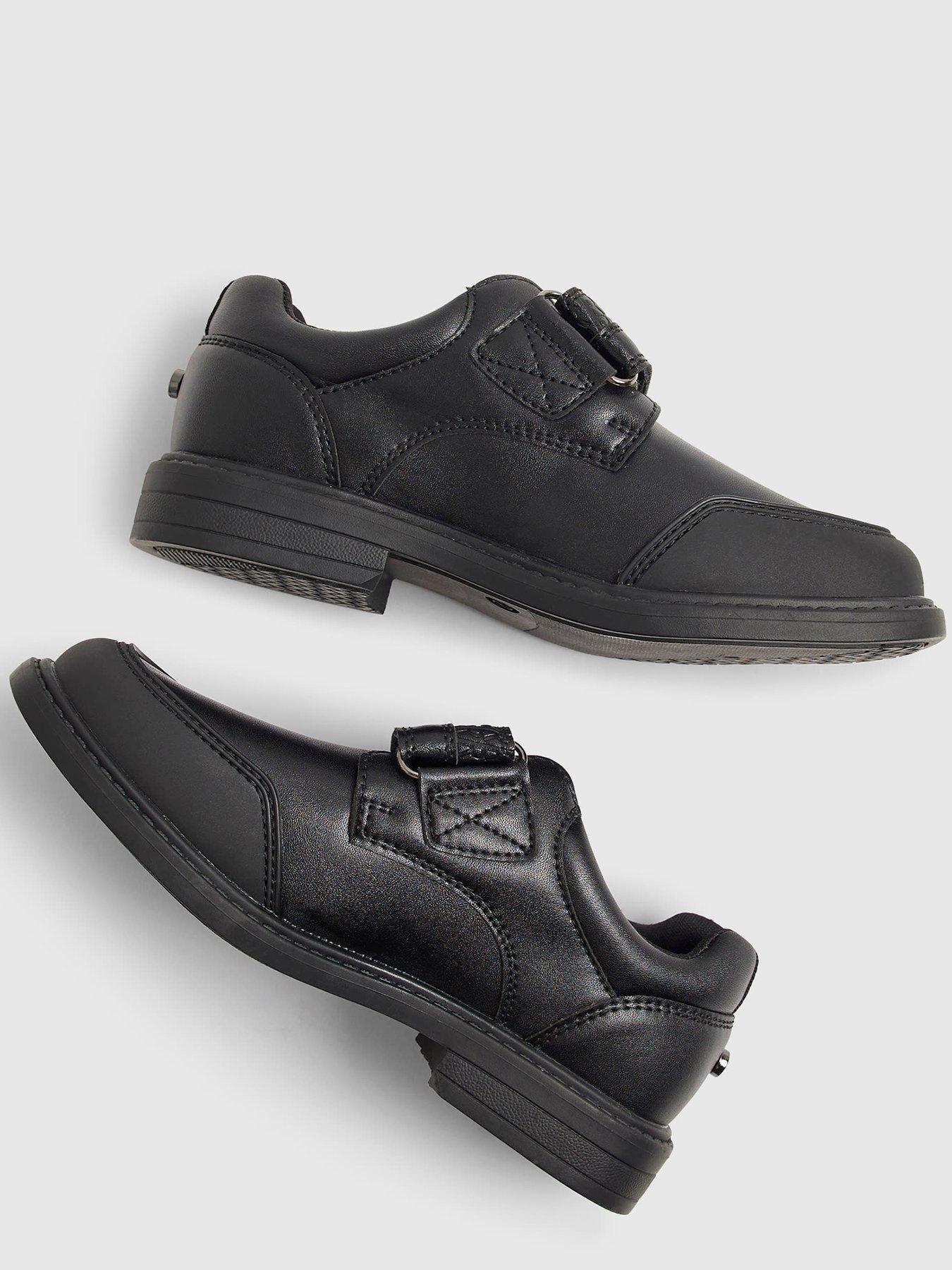 Image 5 of 5 of River Island Boys Hook And Loop Strap School Shoes - Black