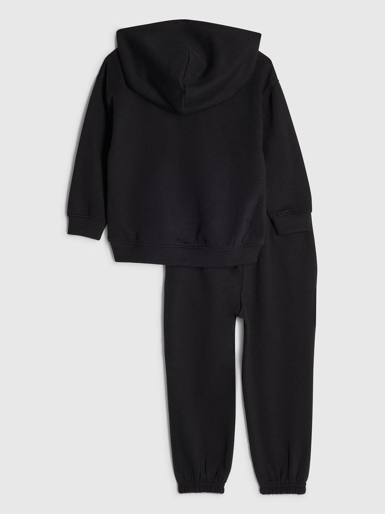 Image 2 of 5 of River Island Mini Mini Boys Rr Hoodie And Joggers Set - Black