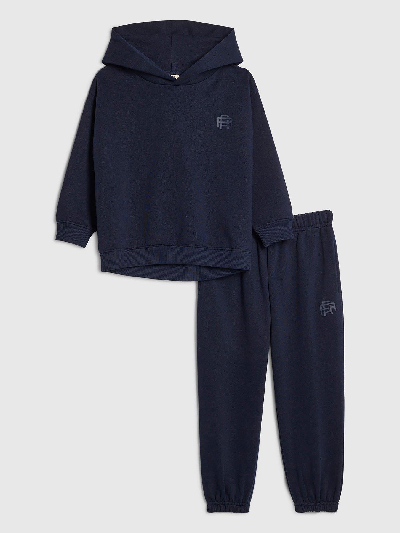 River Island Mini Boys RR Hoodie and Joggers Set - Navy