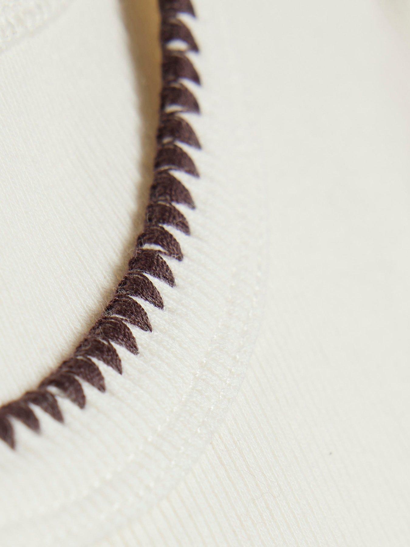 Image 3 of 4 of River Island Girls Whipstitch T-Shirt - Cream
