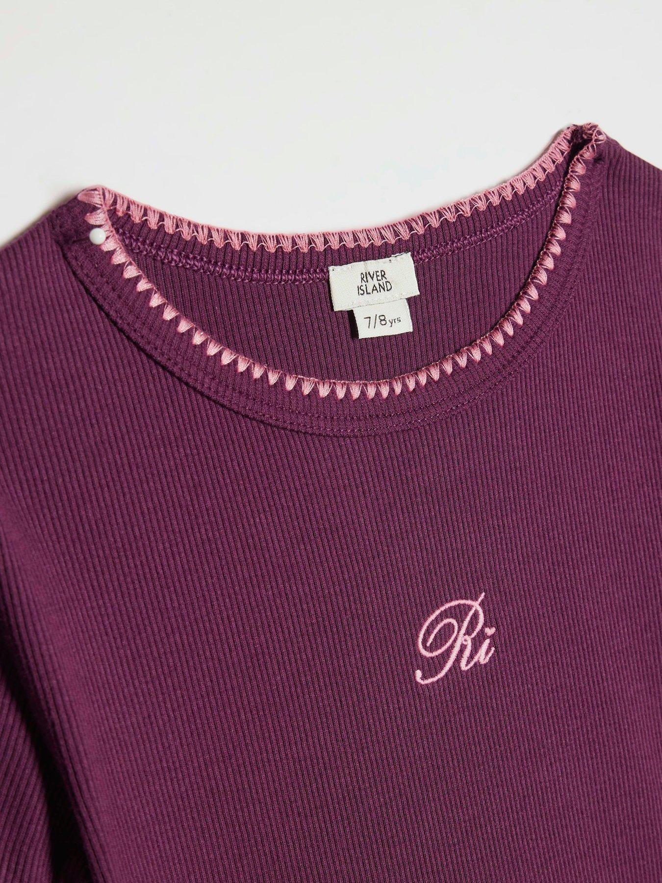 Image 3 of 4 of River Island Girls Whipstitch RI T-Shirt - Red
