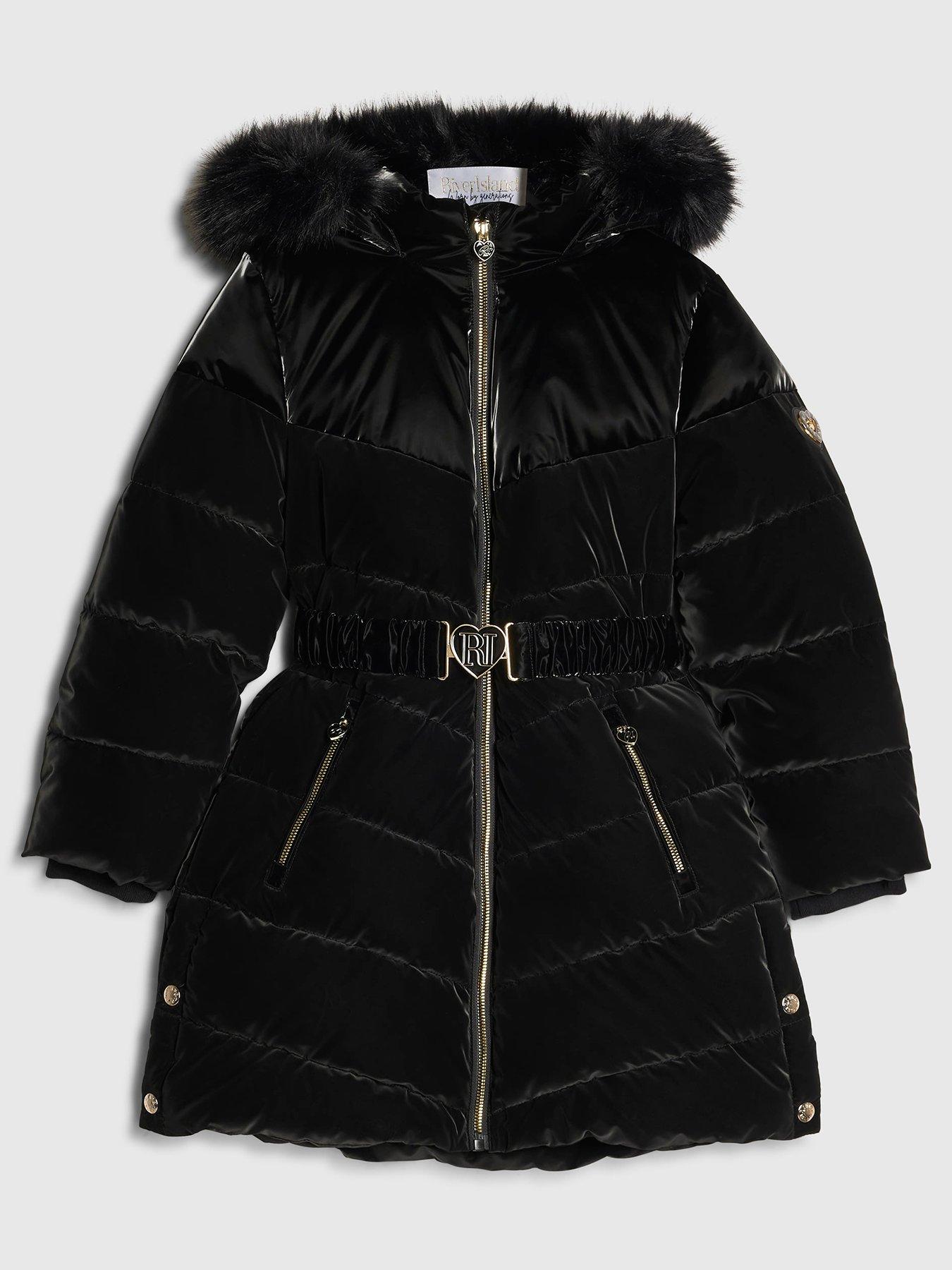 River Island Girls Longline Padded Coat - Black