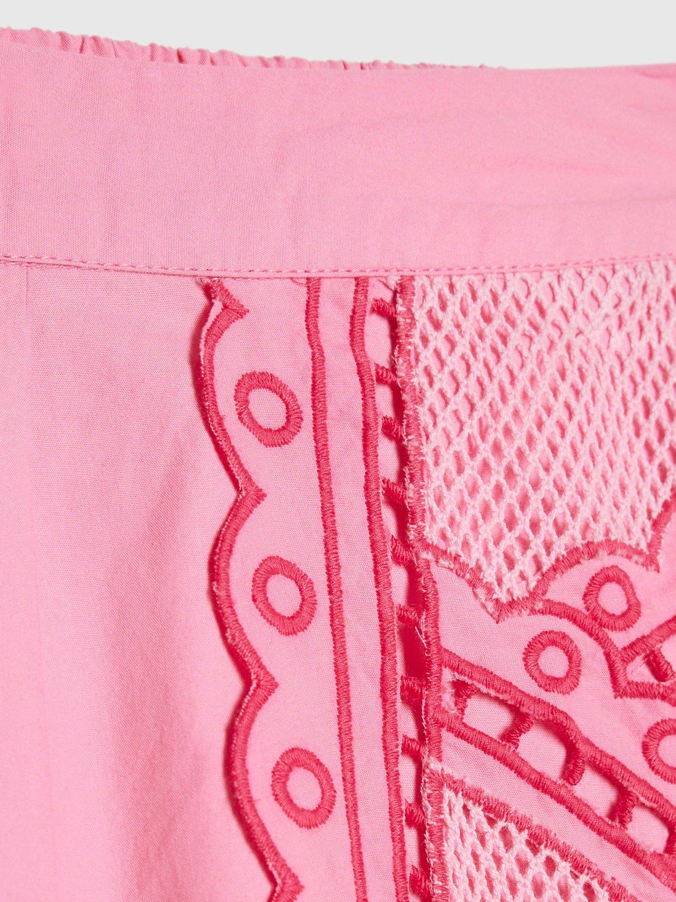 Image 4 of 5 of River Island Older Girls Palm Tree Shirt And Shorts Set - Pink