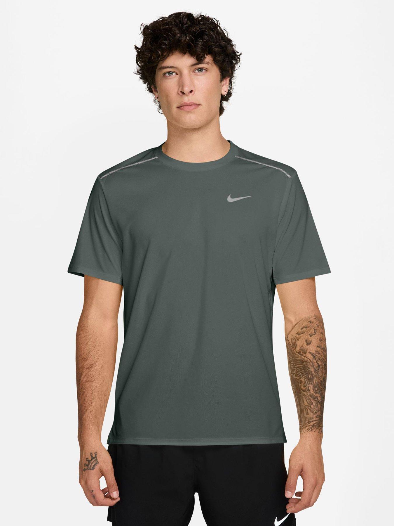 Image 1 of 3 of Nike Nike Mens Running Miler Dri-fit Uv Short-sleeve T-shirt - Green