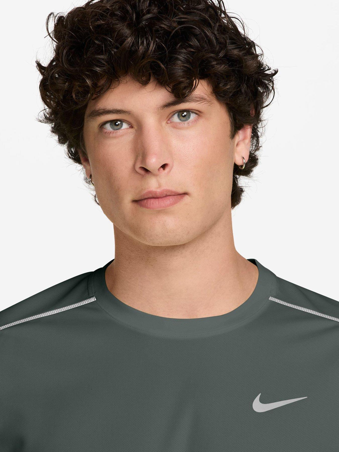 Image 3 of 3 of Nike Nike Mens Running Miler Dri-fit Uv Short-sleeve T-shirt - Green