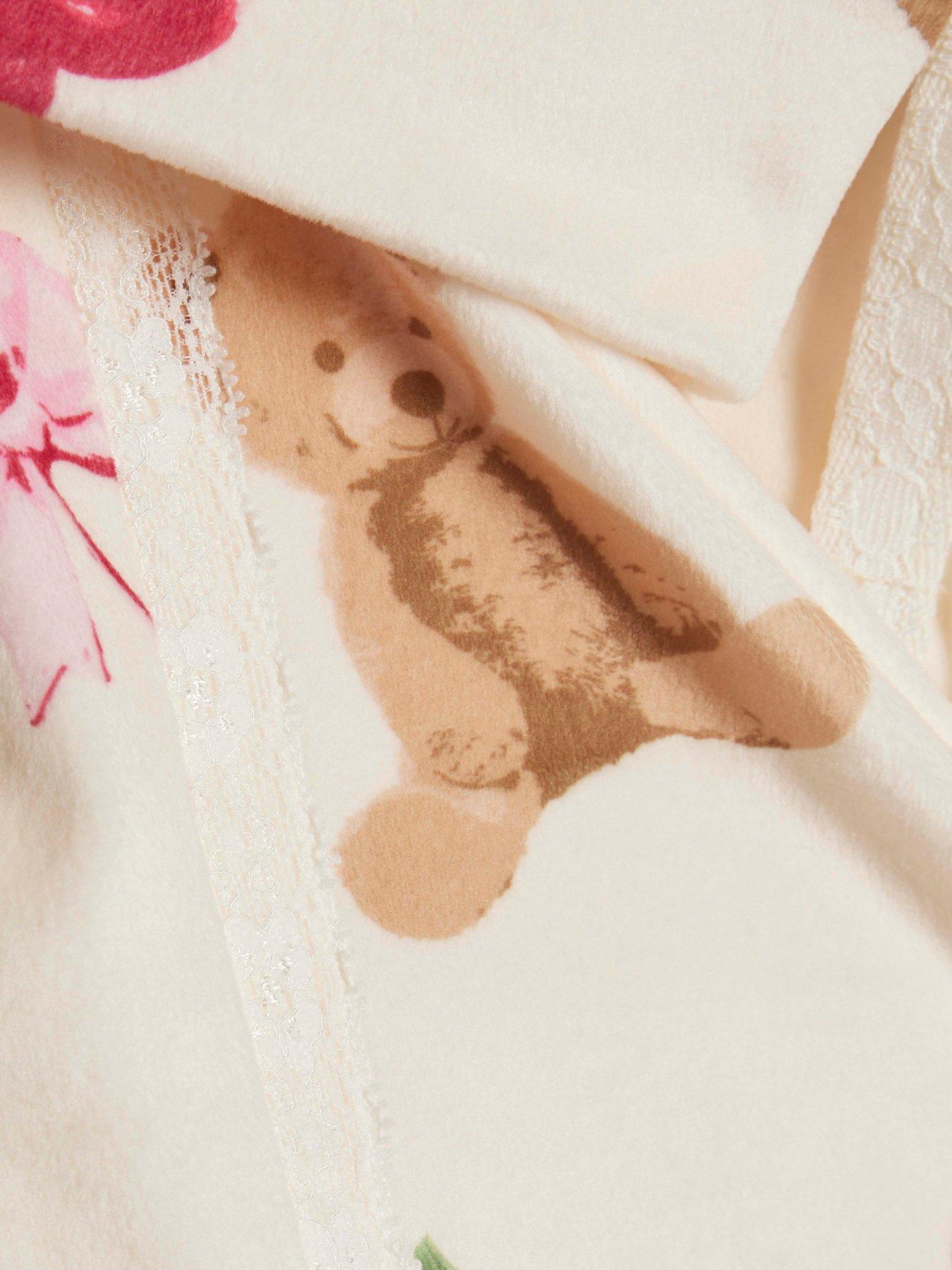 Image 4 of 5 of River Island Girls Velour Bear Print Pyjamas Set - Cream