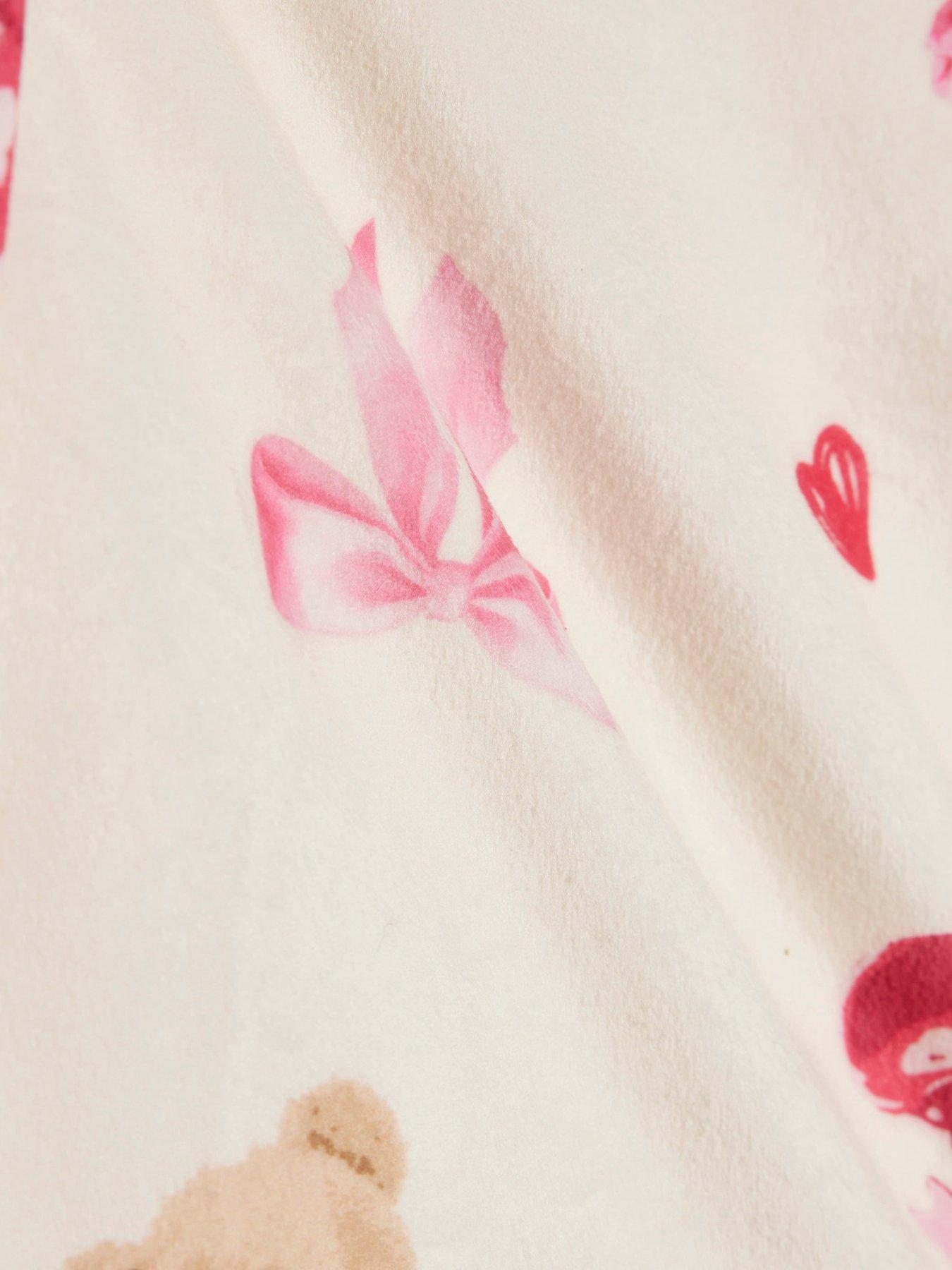 Image 5 of 5 of River Island Girls Velour Bear Print Pyjamas Set - Cream
