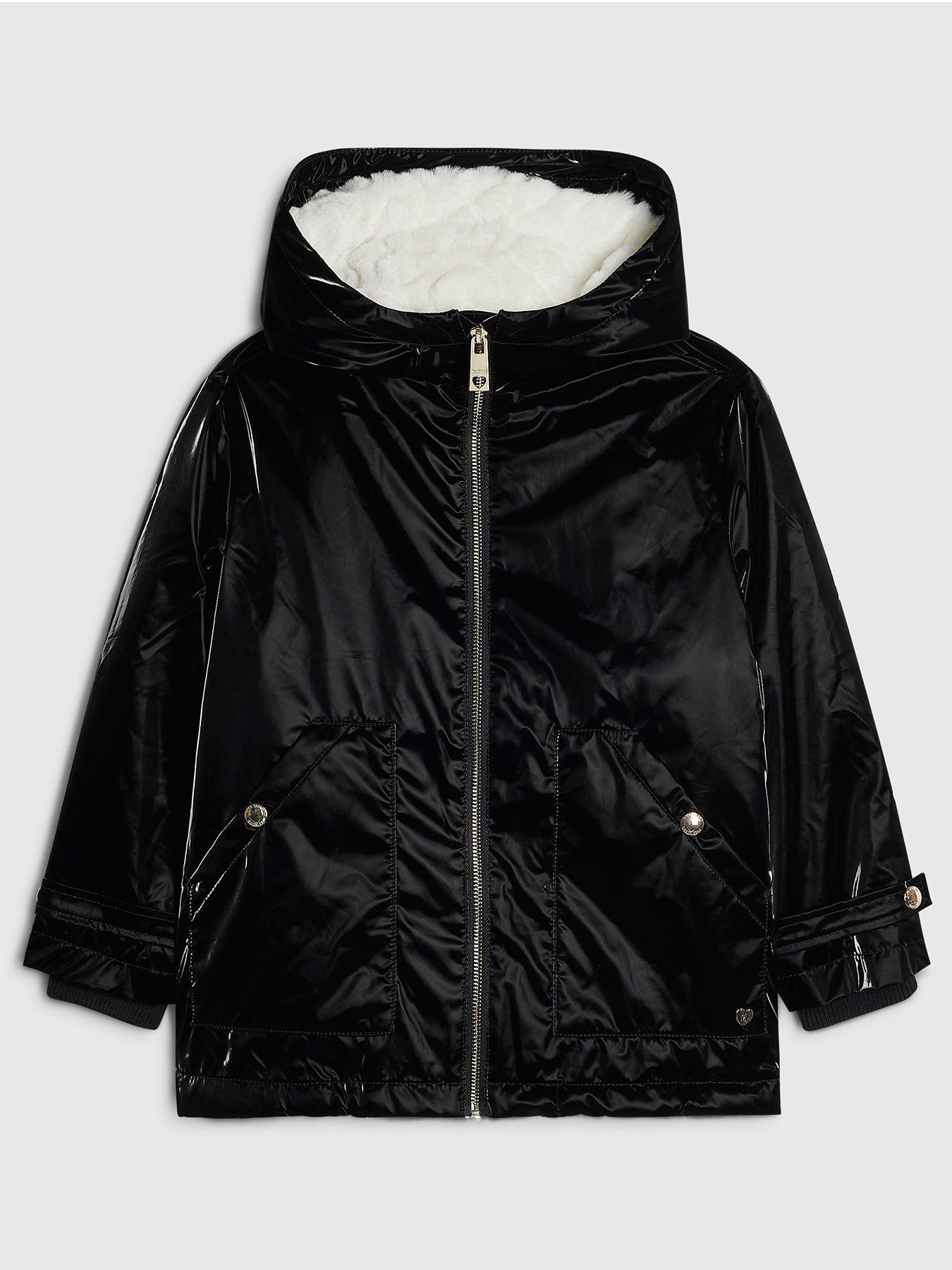 River Island Girls High Shine Raincoat - Black