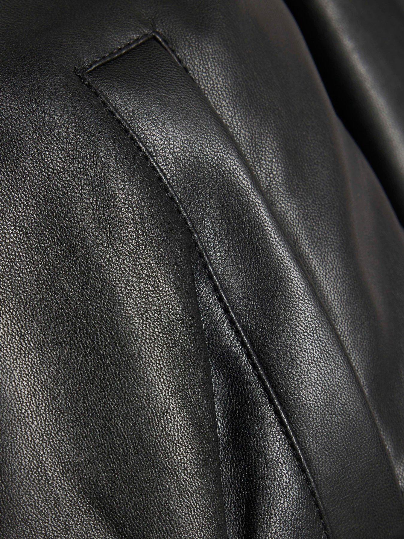 Image 3 of 4 of River Island Girls Faux Leather Bubble Bomber Jacket - Black