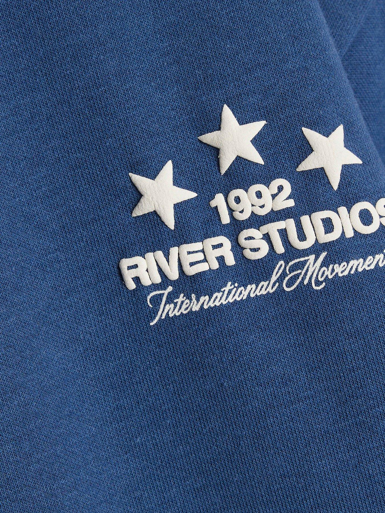 Image 5 of 5 of River Island Mini Boys River Studios Logo Sweatshirt Set - Blue