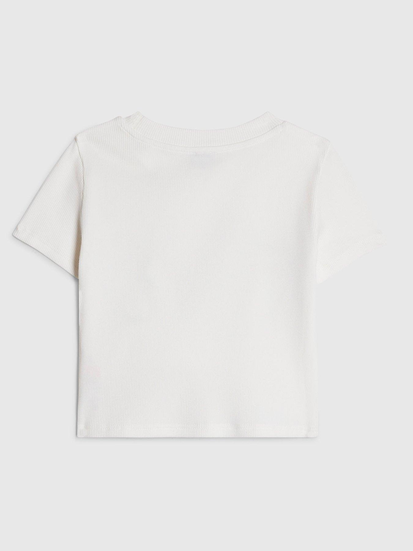 Image 2 of 4 of River Island Girls Sequin Bow T-Shirt - White