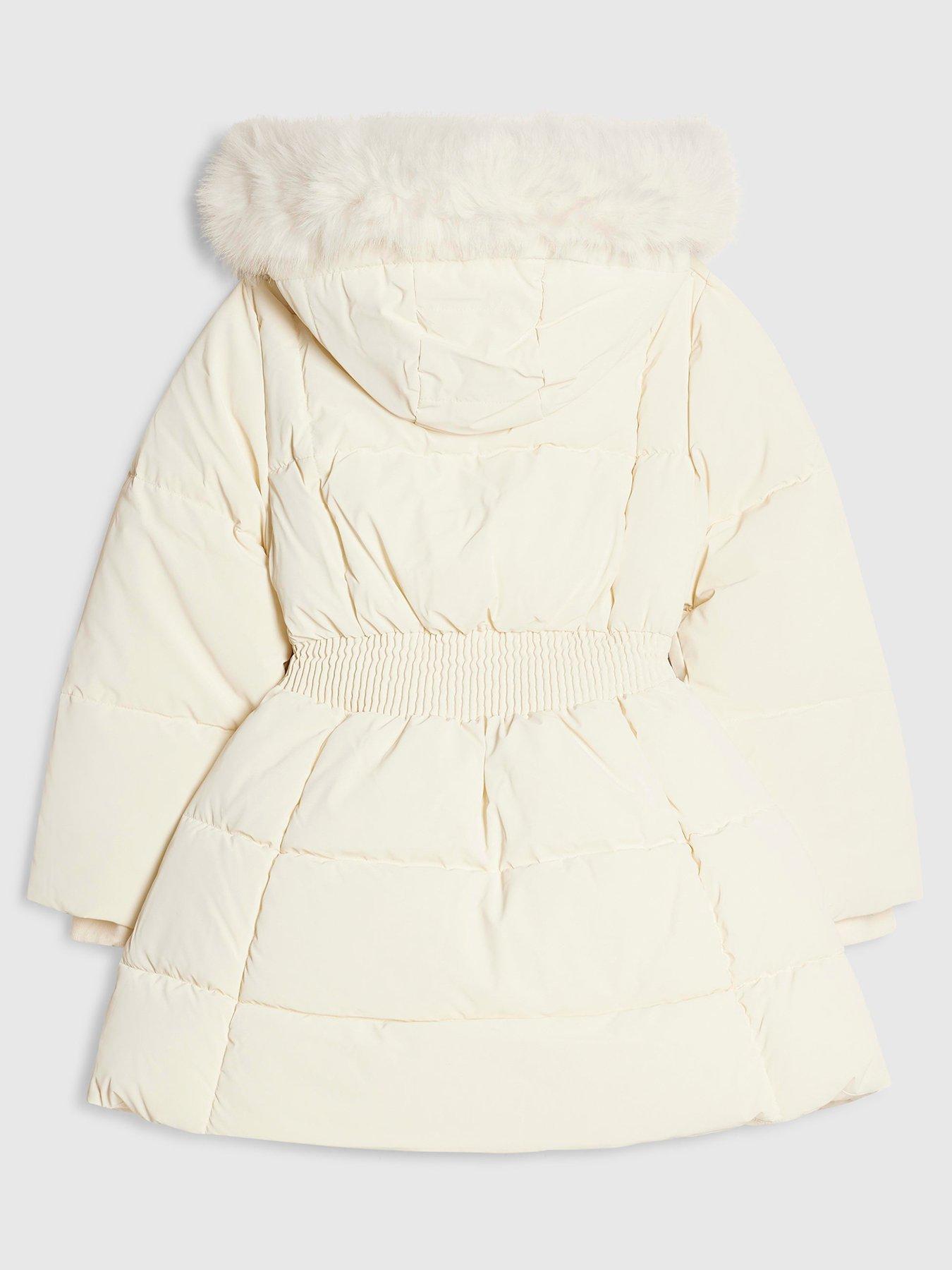 Image 2 of 4 of River Island Girls Hooded Padded Coat - Cream