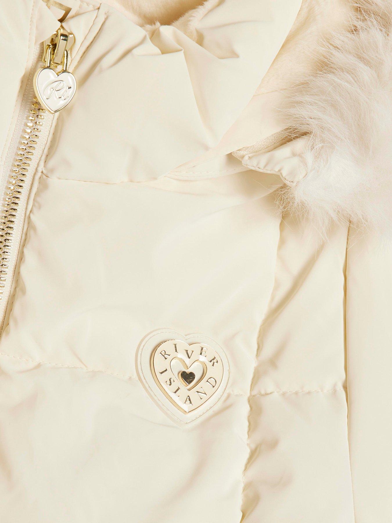 Image 3 of 4 of River Island Girls Hooded Padded Coat - Cream