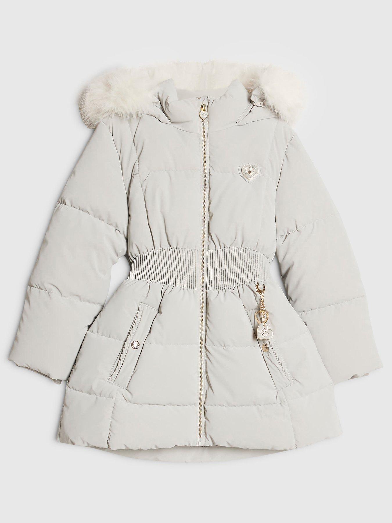 Image 1 of 3 of River Island Girls Hooded Padded Coat - Grey