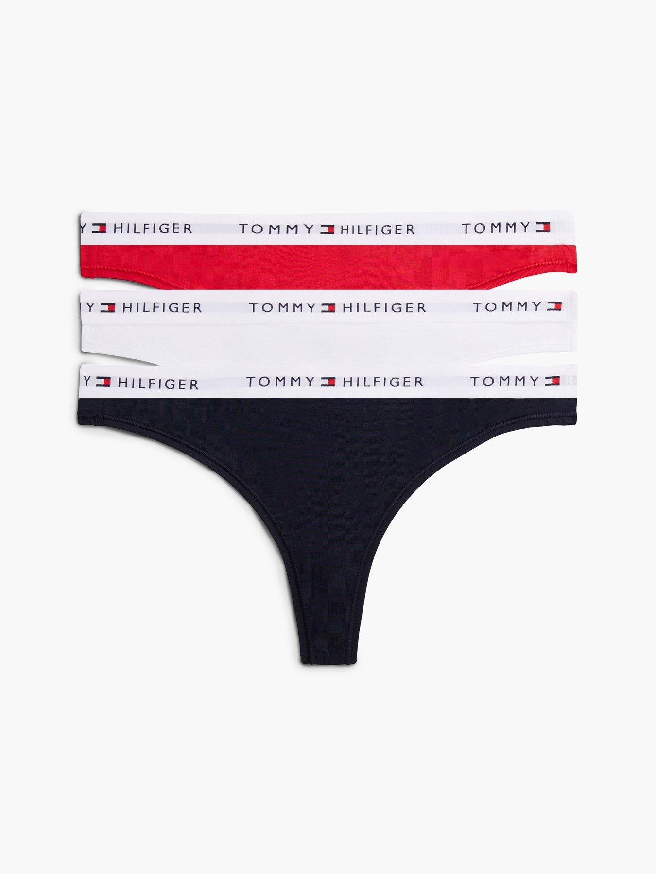 Image 1 of 6 of Tommy Hilfiger Signature Logo 3 Pack Thong - Black