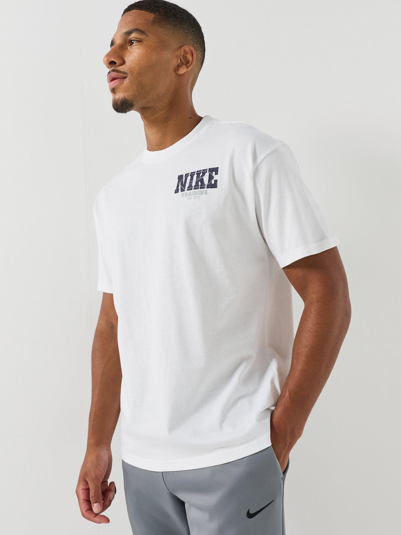 Image 4 of 6 of Nike Mens Training Midweight Cotton Graphic T-Shirt - White